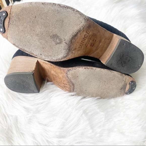 VINCE Haider Suede Chelsea Pull On Stacked Heel Ankle Bootie Black, Size 6 - Picture 12 of 14